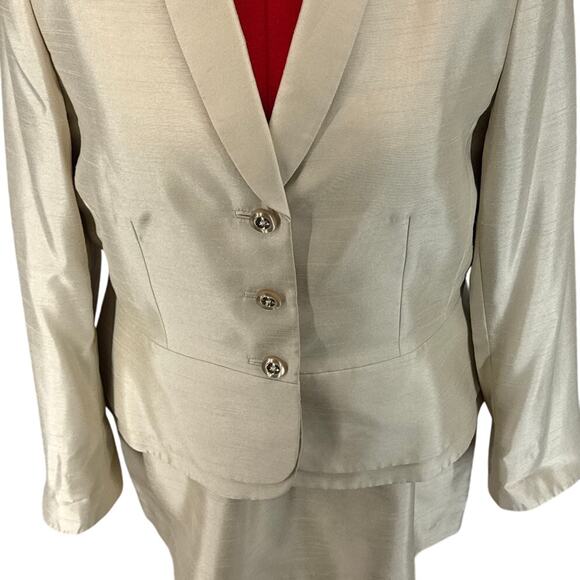 John Meyer Beige Professional Designer Skirt Jacket Suit Set Women 16 - Picture 2 of 10